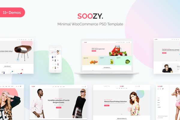 现代简约设计理念电商平台设计PSD模板 Soozy | Minimalist WooCommerce Psd Template