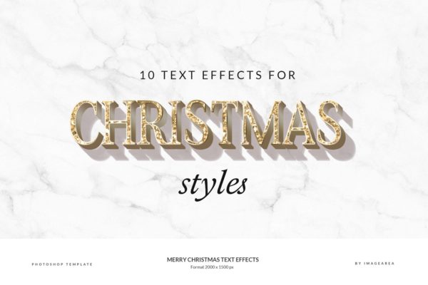 圣诞节主题文本效果图层样式 Merry Christmas Text Effects