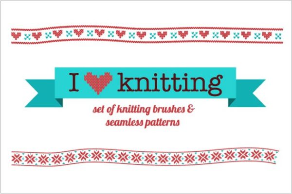 编结物矢量图案AI笔刷&amp;纹理 Knitting vector brushes &amp; patterns