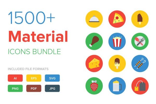 1500+谷歌设计标准多用途图标 1500+ Material Icons Bundle