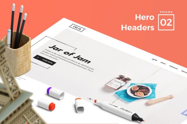 网站头部设计巨无霸Header设计模板V2 Hero Headers for Web Vol 02