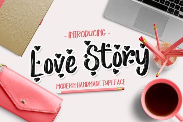 创意工整优雅英文排版笔刷艺术字体下载 Love Story Typeface