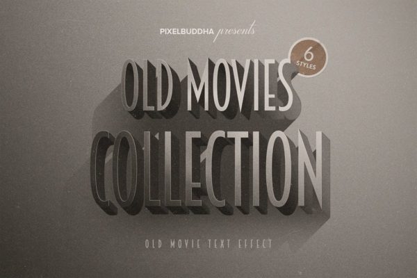 老电影3D立体字体特效PS图层样式 Old Movie Titles Collection