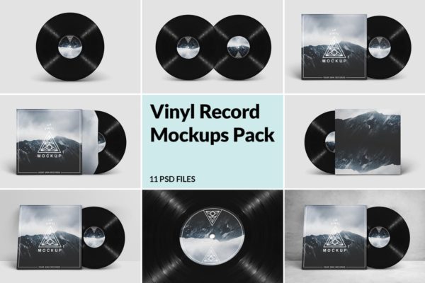 复古黑胶唱片样机套装 Vinyl Record Mockups Pack