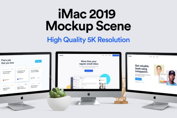 2019款iMac一体机电脑多屏幕预览16设计网精选样机模板 iMac 2019 Mockup &#8211; Multi Devices