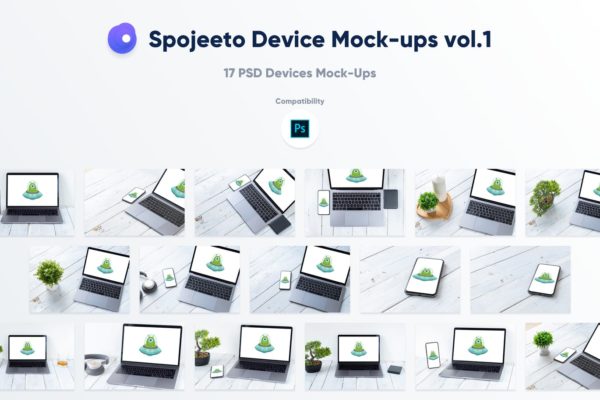 旧木桌上的Macbook&amp;iPhone样机模板v1 Spojeeto Device Mock-ups vol.1