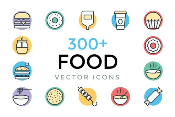 300+食物主题矢量图标 300+ Food Vector Icons