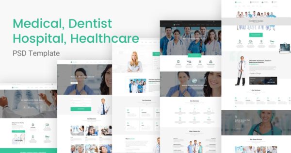 医疗和牙医主题网站设计PSD模板 Columba &#8211; Medical &amp; Dentist PSD Template