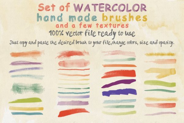 36款水彩画AI画笔笔刷＆水彩质感肌理