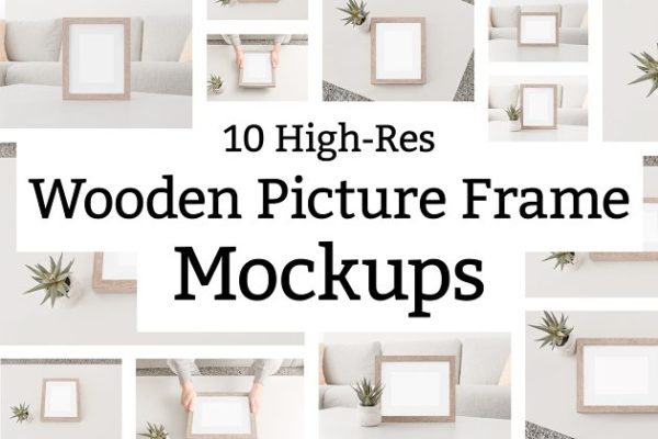 10款实木相框画框样机 10 Wooden Picture Frame Mockups