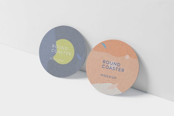 圆形杯垫图案设计效果图素材中国精选 Round Coaster Mock-Up &#8211; Medium Size