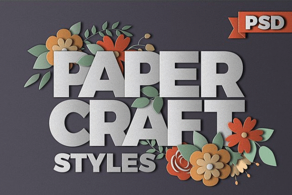 3D剪纸艺术效果图层样式 PaperCraft Photoshop Effects