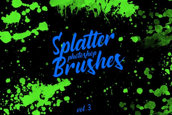 墨水飞溅泼墨图案纹理PS笔刷v3 Splatter Stamp Photoshop Brushes Vol. 3