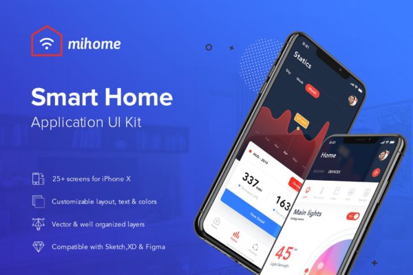 智能家居APP界面设计UI套件SKETCH素材 Smart Home UI Kit &#8211; SKETCH Version