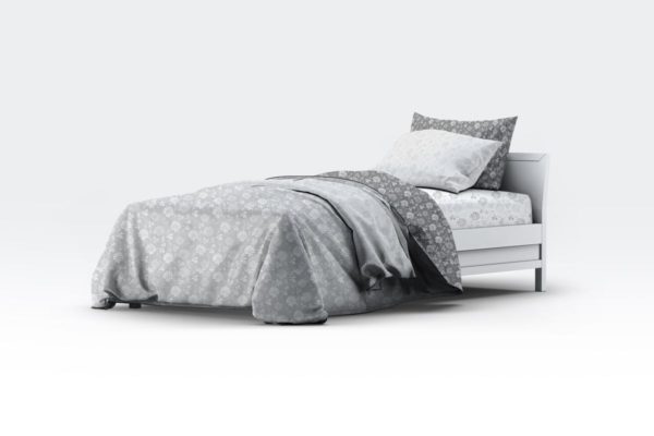 床上用品四件套印花图案设计展示样机素材中国精选模板 Single Bedding Mock-Up