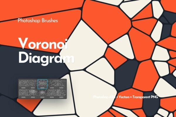 Voronoi不规则多边形几何图案PS笔刷 Voronoi Diagram Photoshop Brushes
