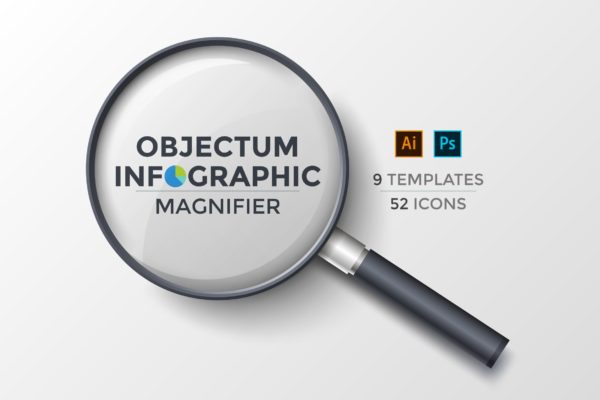 放大镜信息图表图形矢量设计模板 Objectum Infographic: Magnifier