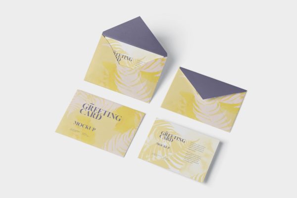 高端企业信封&amp;贺卡设计图素材中国精选 Greeting Card Mockup with Envelope &#8211; A6 Size