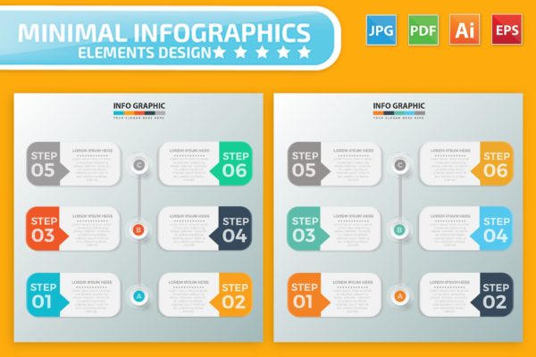 流程步骤图形信息图表设计素材 Infographic Elements