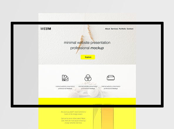 极简主义设计风格扁平化网站设计效果预览样机模板 Minimal Flat Website Presentation Mockup