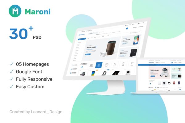 多用途电子商务网站设计UI套件 Maroni | Multipurpose Electronics eCommerce PSD Te