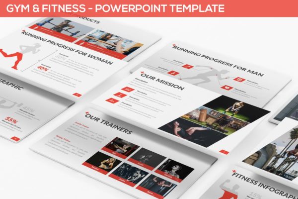 健身主题PPT模板下载 Gym &amp; Fitness &#8211; Powerpoint Template
