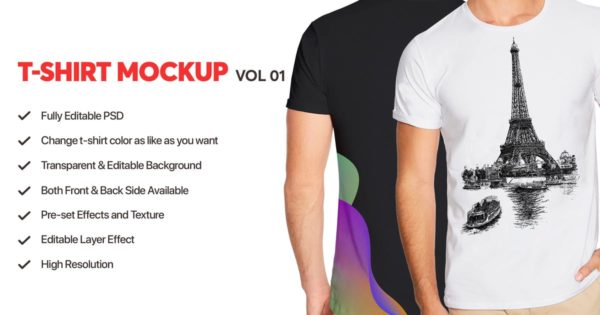 男士T恤印花图案设计效果图样机素材中国精选v01 T-shirt Mockup Vol 01