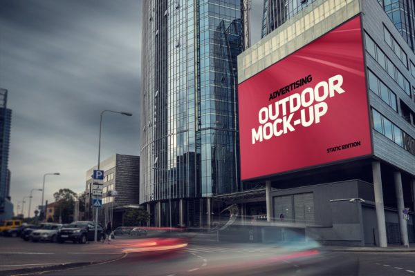楼体大型灯箱/视频广告牌效果样机模板 Animated Outdoor Advertising Mockup