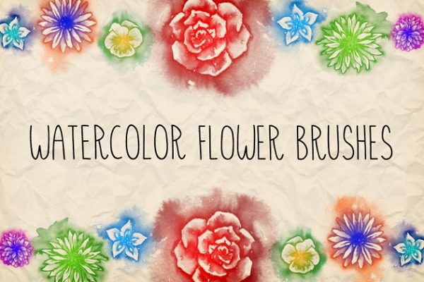 水彩手绘花卉图案PS笔刷 Watercolor Flowers Brush Pack 1