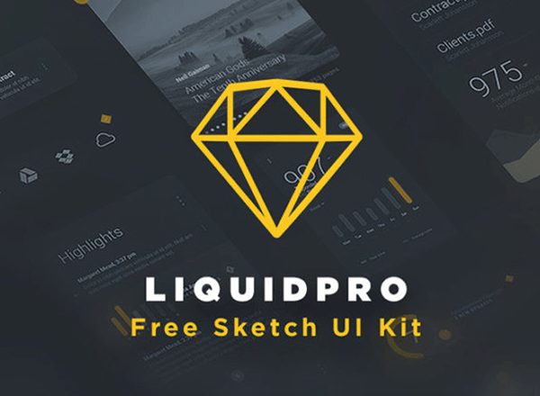 包含大量有用的现成组件的一套UI kit：LiquidPro UI kit for Sketch