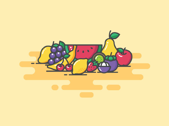 12枚常见水果矢量彩色16设计素材网精选图标 12 Colored Fruit Icons &#8211; Illustrator &amp; Sketch