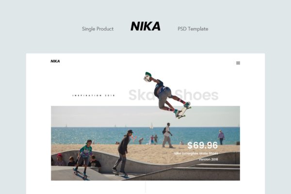 新品产品发布页面设计着陆页模板 Nika &#8211; Single Product Landing Page