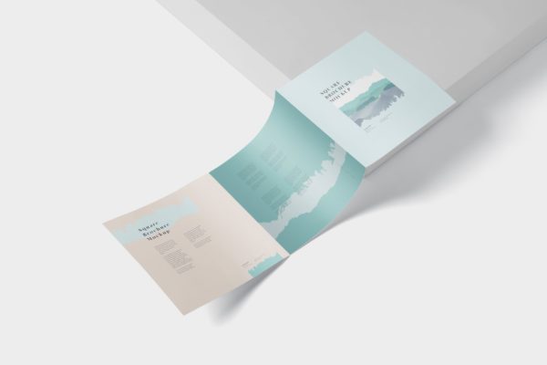 方形三折页宣传册传单印刷效果图样机素材中国精选 Tri-Fold Brochure Mock-Up &#8211; Square