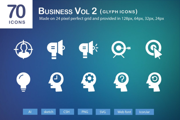70款企业商务项目主题图标 70 Business Vol 2 Glyph Icons