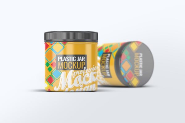 零食塑料瓶子样机模板 Plastic Jar Mock-Up
