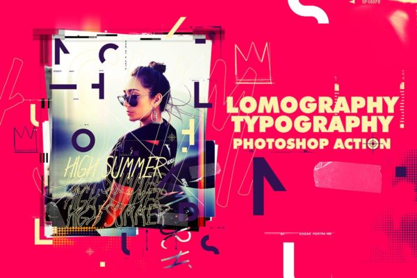 时尚Lomo印刷效果海报设计PS动作 Lomography Typography Poster Photoshop Action