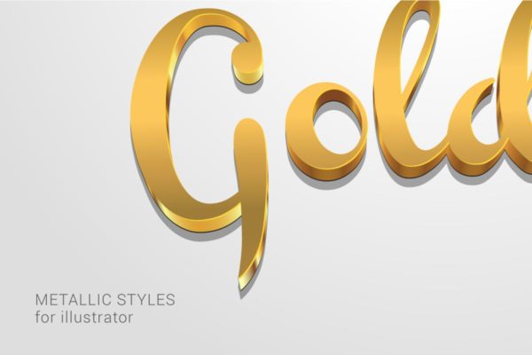 3D金属质感字体特效AI图层样式 Metallic Styles for Illustrator