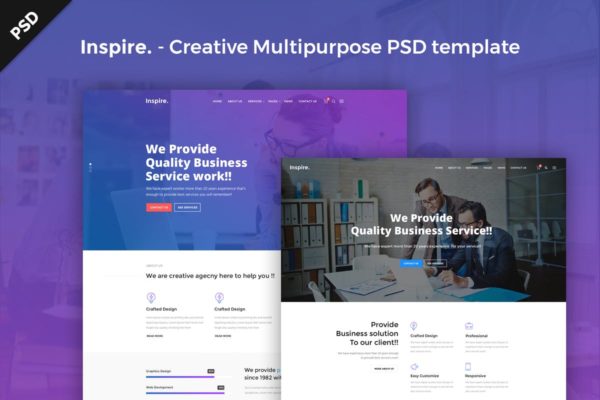 创意多用途企业官网设计PSD模板 Inspire. &#8211; Creative Multipurpose PSD template