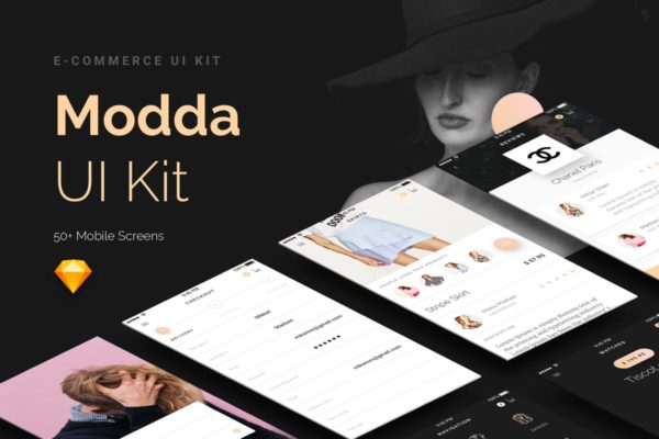 奢侈品电子商务APP应用UI套件 Modda &#8211;  E-Commerce Mobile UI Kit