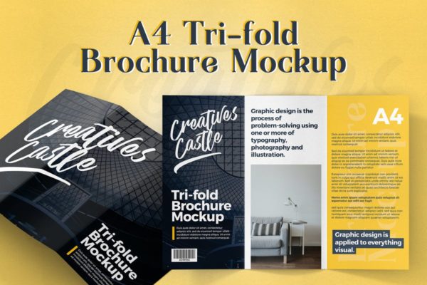 三折页A4规格传单样机模板 A4 Tri-fold Brochure Mockup