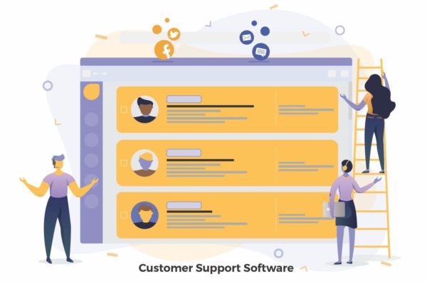 客户支持软件CRM概念插画免费素材 Customer Support Software Illustrations CRM