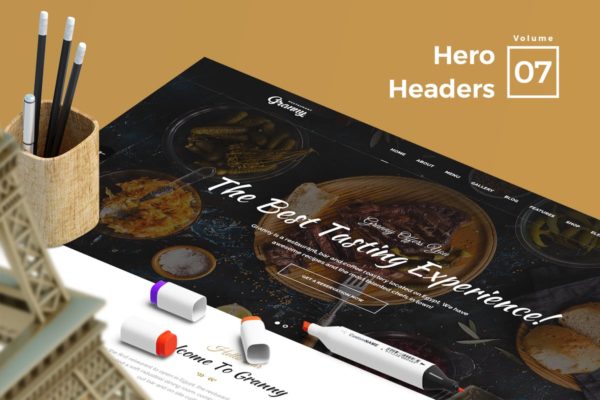 网站头部设计巨无霸Header设计模板V7 Hero Headers for Web Vol 07