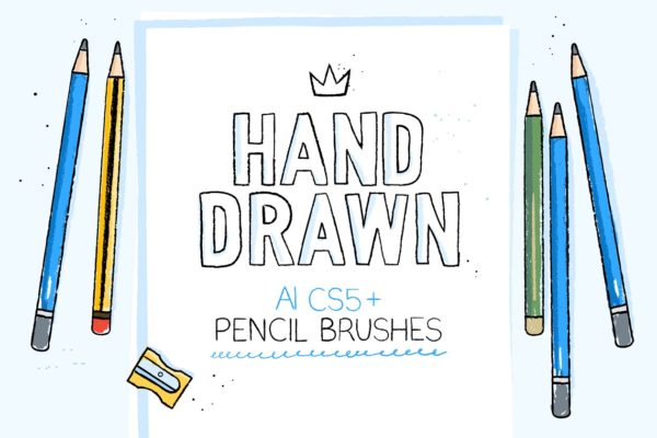 手绘艺术设计师铅笔AI笔刷 Hand-drawn pencil AI brushes