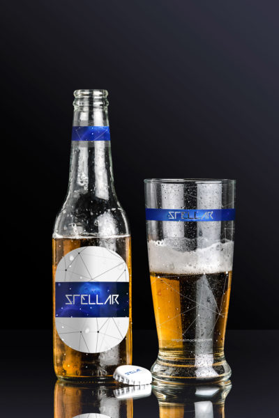 啤酒品牌商标设计图预览啤酒瓶&amp;啤酒杯样机01 Beer Bottle and Glass Mockup 01