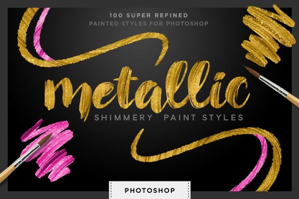 100种闪粉效果图层样式 Shimmery Gold Styles for Photoshop