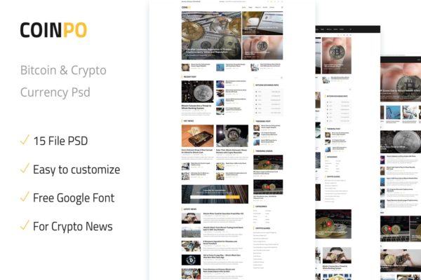 比特币/加密货币主题网站设计PSD模
