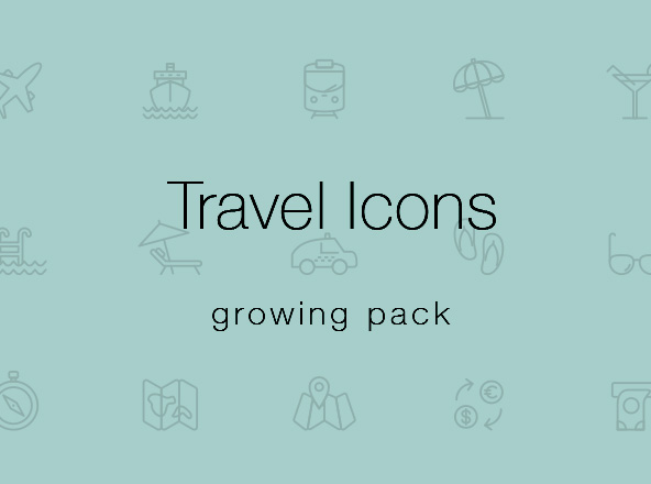 旅行主题矢量线性图标素材 Travel Icons &#8211; Illustrator
