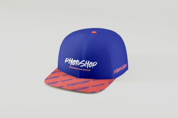 时尚休闲棒球帽样机模板 Snapback Cap Mockup