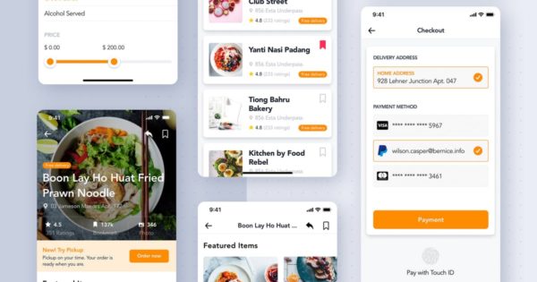 在线点餐APP应用UI设计套件 Online Restaurant Order Mobile App UI Kit