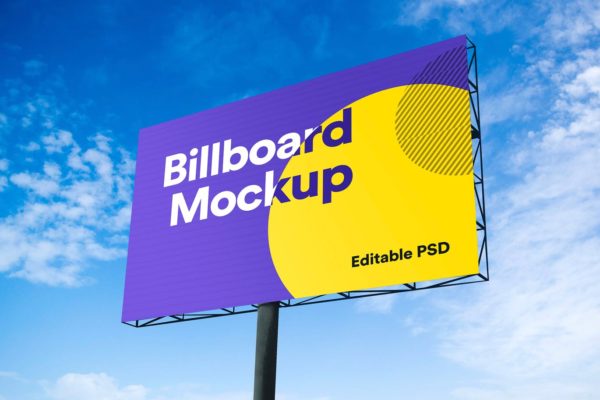 户外大型广告牌效果图样机模板 Advertisement Billboard Mockup